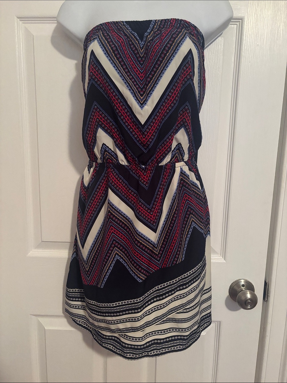 Express Strapless Chevron Print Dress